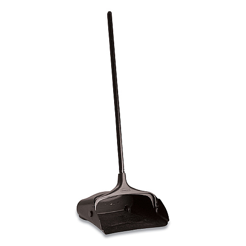 Rubbermaid Commercial Lobby Pro Upright Dustpan with Wheels, 12.5w x 37h, Polypropylene with Vinyl Coat, Black (253100BK)