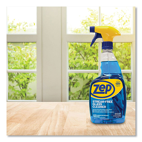 Zep Commercial Streak-Free Glass Cleaner, Pleasant Scent, 32 oz Spray Bottle (ZU112032EA)