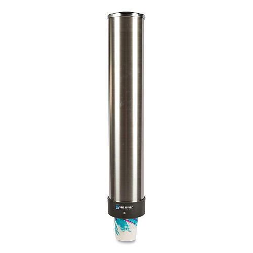 San Jamar Large Water Cup Dispenser with Removable Cap, For 12 oz to 24 oz Cups, Stainless Steel (C3400P)