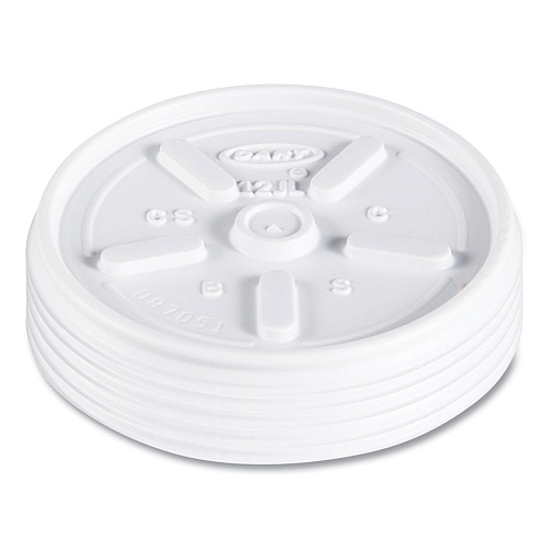 Dart Plastic Lids for Foam Cups, Bowls and Containers, Vented, Fits 6-14 oz, White, 100/Pack, 10 Packs/Carton (12JL)