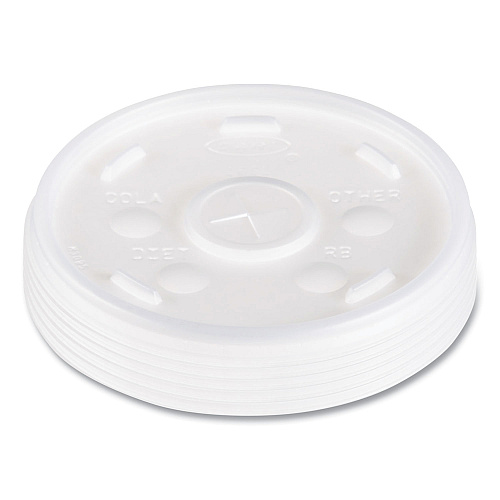 Dart Plastic Lids, Fits 12 oz to 24 oz Hot/Cold Foam Cups, Straw-Slot Lid, White, 100/Pack, 10 Packs/Carton (16SL)