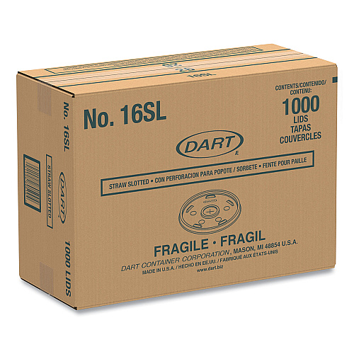 Dart Plastic Lids, Fits 12 oz to 24 oz Hot/Cold Foam Cups, Straw-Slot Lid, White, 100/Pack, 10 Packs/Carton (16SL)