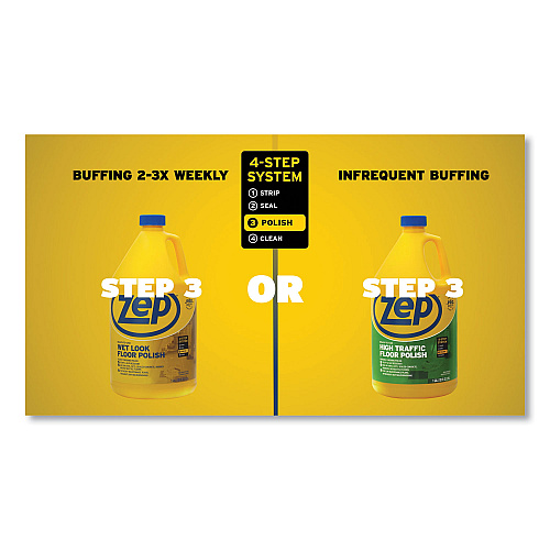 Zep Commercial Wet Look Floor Polish, 1 gal, 4/Carton (ZUWLFF128CT)