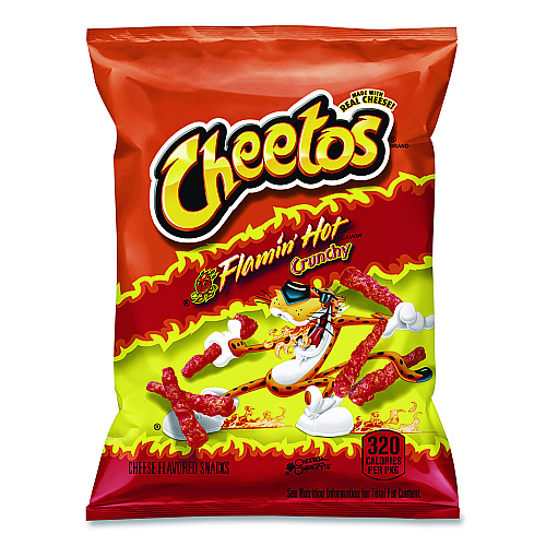 Cheetos Crunchy Cheese Flavored Snacks, Flamin' Hot, 2 oz Bag, 64/Carton (FRI44368)