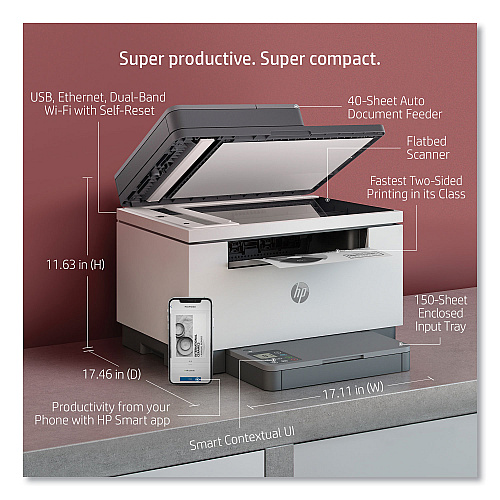 HP LaserJet MFP M234sdw Wireless Multifunction Laser Printer, Copy/Print/Scan (6GX01F)