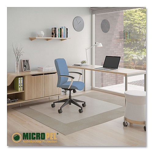 Deflecto Antimicrobial Chair Mat, Medium Pile Carpet, 60 x 46, Rectangular, Clear (CM14442FAM)