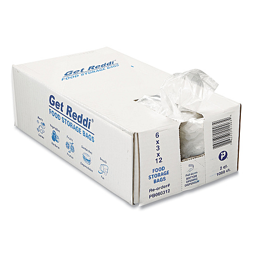 Inteplast Group Food Bags, 64 oz, 6" x 3" x 12", Clear, 1,000/Carton (PB060312)