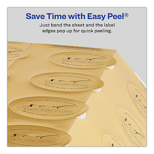 Avery Round Labels, Inkjet Printers, 2" dia, Gold, 12/Sheet, 8 Sheets/Pack (22831)