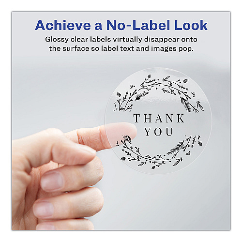 Avery Printable Self-Adhesive Permanent ID Labels w/Sure Feed, 0.75" dia, Clear, 400/PK (4222)