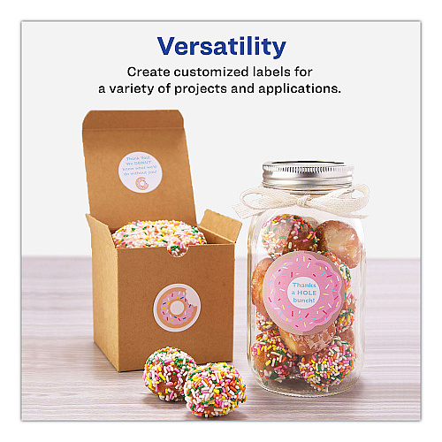 Avery Printable Self-Adhesive Permanent ID Labels w/Sure Feed, 0.75" dia, White 800/PK (4221)