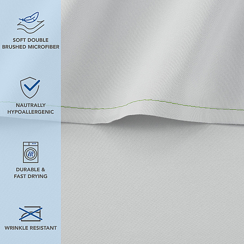 Host & Home Microfiber Flat Sheets King - Gray W/ Green Hem - Case Of 24 (MFS-108110-GY)
