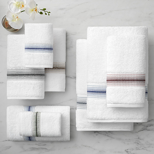 Aston & Arden Turkish Striped Washcloth 13x13 Crystal - Pack Of 8 (WC-STT-1313-1.75-CYT)