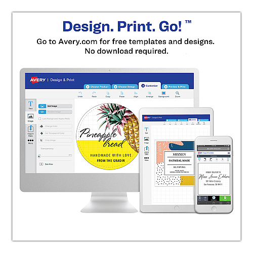Avery Round Printtothe Edge Labels with SureFeed, 2.5" dia, Glossy