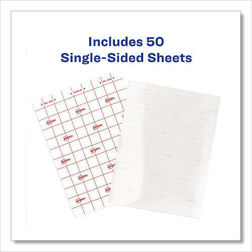 Avery Clear Self-Adhesive Laminating Sheets, 3 mil, 9" x 12", Matte Clear, 50/Box (73601)