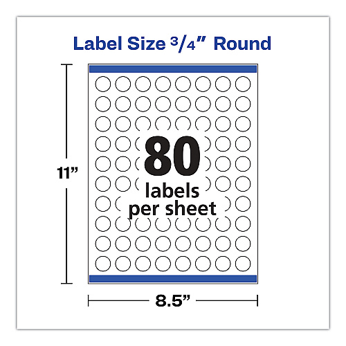 Avery Printable Self-Adhesive Permanent ID Labels w/Sure Feed, 0.75" dia, Clear, 400/PK (4222)