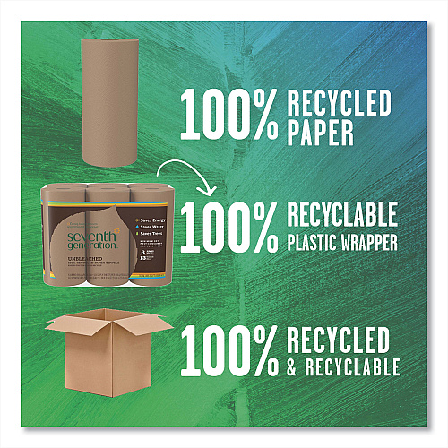 Seventh Generation Natural Unbleached 100% Recycled Paper Kitchen Towel Rolls, 2-Ply, 11 x 9, 120 Sheets/Roll (13720RL)