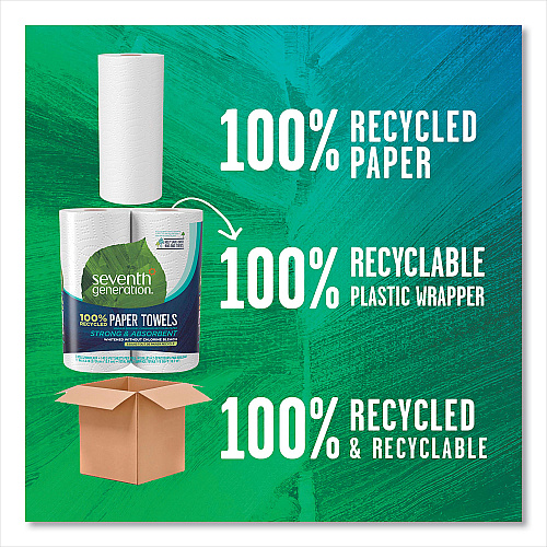 Seventh Generation 100% Recycled Paper Kitchen Towel Rolls, 2-Ply, 11 x 5.4, 140 Sheets/Roll, 2 Rolls/Pack, 12 Packs/Carton (13730)