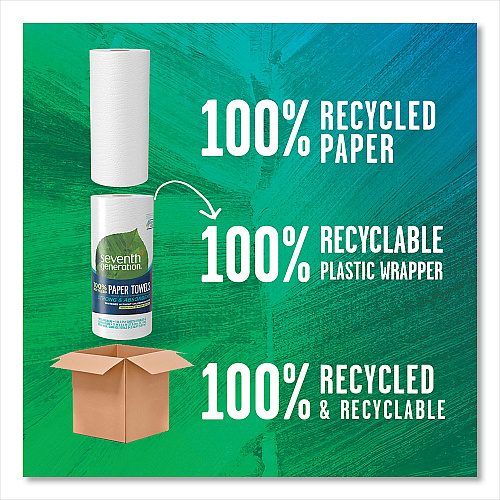 Seventh Generation 100% Recycled Paper Kitchen Towel Rolls, 2-Ply, 11 x 5.4, 156 Sheets/Roll, 24 Rolls/Carton (13722)