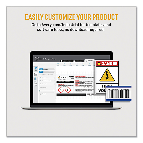 Avery UltraDuty GHS Chemical Waterproof and UV Resistant Labels, 4.75 x 7.75, White, 2/Sheet, 50 Sheets/Box (60502)