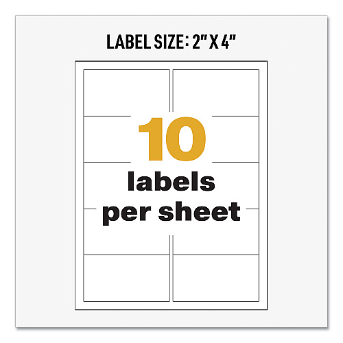 Avery UltraDuty GHS Chemical Waterproof and UV Resistant Labels, 2 x 4, White, 10/Sheet, 50 Sheets/Box (60505)