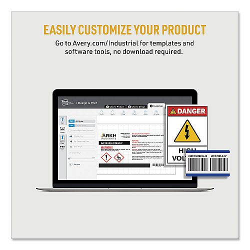 Avery UltraDuty GHS Chemical Waterproof and UV Resistant Labels, 2 x 2, White, 12/Sheet, 50 Sheets/Box (60506)