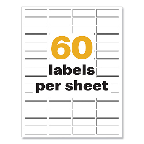 Avery UltraDuty GHS Chemical Waterproof and UV Resistant Labels, 0.5 x 1.75, White, 60/Sheet, 25 Sheets/Pack (60518)