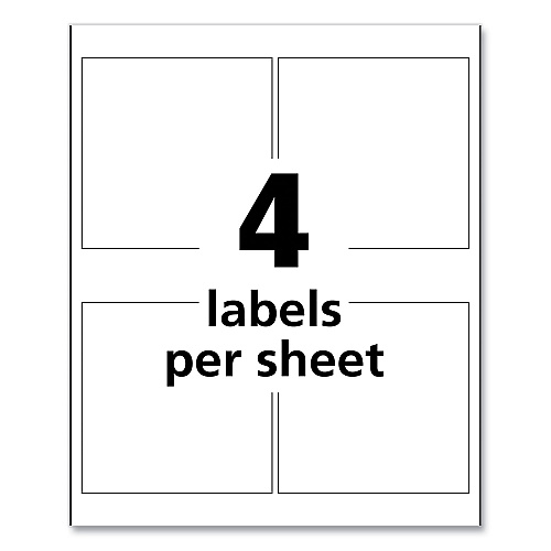 Avery UltraDuty GHS Chemical Waterproof and UV Resistant Labels, 4 x 4, White, 4/Sheet, 50 Sheets/Pack (60524)