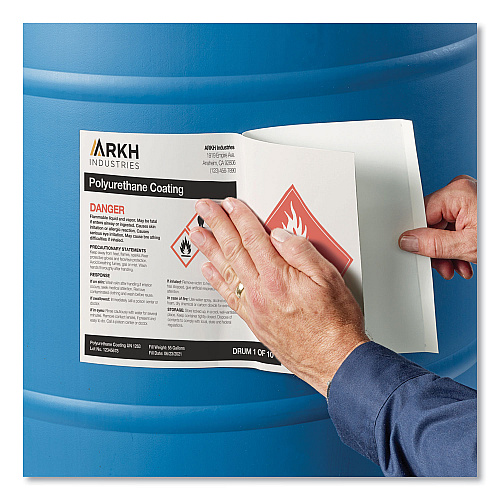Avery UltraDuty GHS Chemical Waterproof and UV Resistant Labels, 8.5 x 11, White, 50/Box (60501)