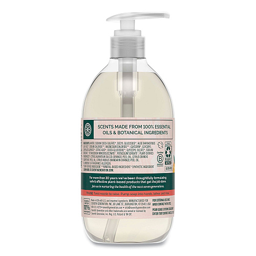 Seventh Generation Natural Hand Wash, Mandarin Orange and Grapefruit Scent, 12 oz, 8/Carton (22925CT)