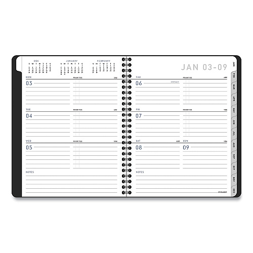 AT-A-GLANCE Contemporary Lite Weekly/Monthly Planner, 8.75 x 7, Black Simulated Leather Cover, 12-Month (Jan to Dec): 2026 (7054XL05)