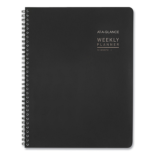 AT-A-GLANCE Contemporary Lite Weekly/Monthly Planner, 11 x 8.25, Black Simulated Leather Cover, 12-Month (Jan to Dec): 2026 (7095XL05)