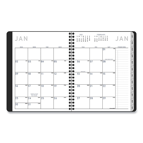 AT-A-GLANCE Contemporary Lite Weekly/Monthly Planner, 8.75 x 7, Black Simulated Leather Cover, 12-Month (Jan to Dec): 2026 (7054XL05)