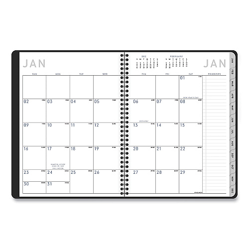 AT-A-GLANCE Contemporary Lite Weekly/Monthly Planner, 11 x 8.25, Black Simulated Leather Cover, 12-Month (Jan to Dec): 2026 (7095XL05)