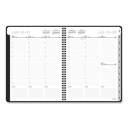 AT-A-GLANCE Contemporary Lite Weekly/Monthly Planner, 11 x 8.25, Black Simulated Leather Cover, 12-Month (Jan to Dec): 2026 (7095XL05)