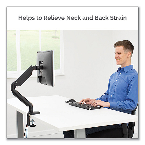 Fellowes Platinum Series Single Monitor Arm, For 30" Monitors, 360 deg Rotation, 180 deg Tilt, 360 deg Pan, Black, Supports 20 lb (8043301)