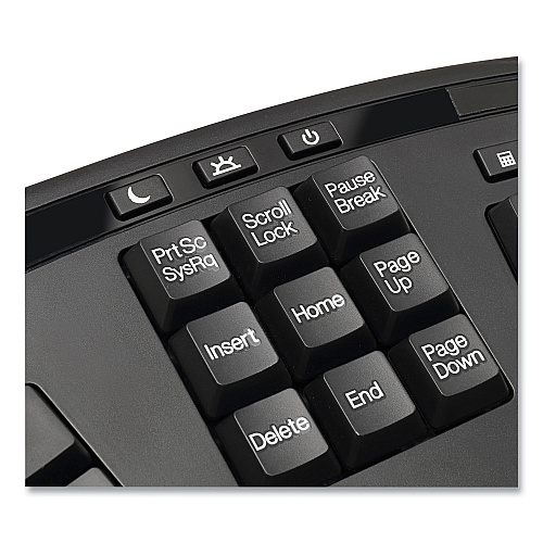 Adesso WKB1500GB Wireless Ergonomic Keyboard and Mouse, 2.4 GHz Frequency/30 ft Wireless Range, Black