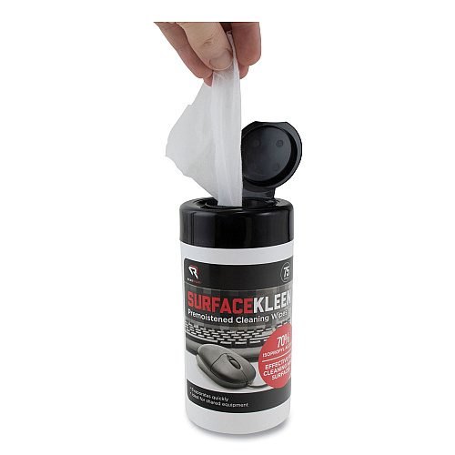 Read Right SurfaceKleen Premoistened Alcohol Cleaning Wipes, 6.38 x 5.4, Tub, Unscented, White, 75/Pack (RR15111)