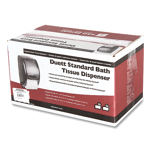 San Jamar Duett Standard Bath Tissue Dispenser, 2 Roll, 7.5 x 7 x 12.75, Black Pearl (R3500TBK)