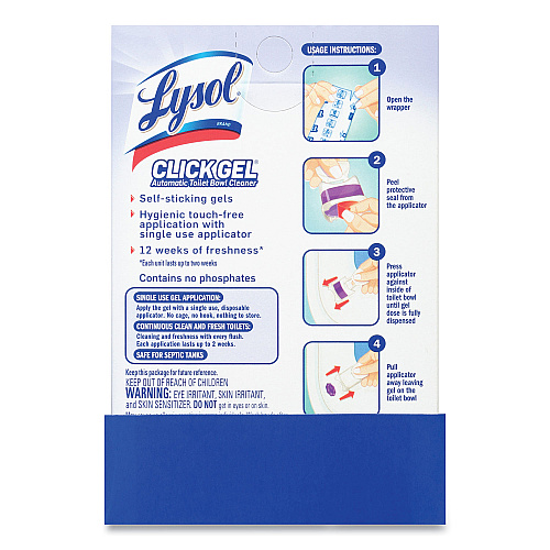 Lysol&reg; Click Gel Automatic Toilet Bowl Cleaner, Lavender Fields, 6/Box, 4 Boxes/Carton (89060CT)