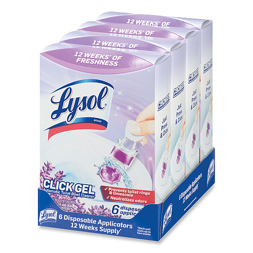 Lysol&reg; Click Gel Automatic Toilet Bowl Cleaner, Lavender Fields, 6/Box, 4 Boxes/Carton (89060CT)