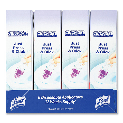 Lysol&reg; Click Gel Automatic Toilet Bowl Cleaner, Lavender Fields, 6/Box, 4 Boxes/Carton (89060CT)