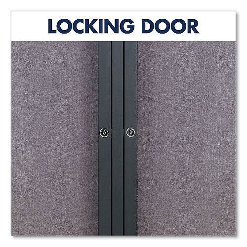 Quartet Enclosed Indoor Fabric Bulletin Board with Two Hinged Doors, 48 x 36, Gray Surface, Graphite Aluminum Frame (2364L)