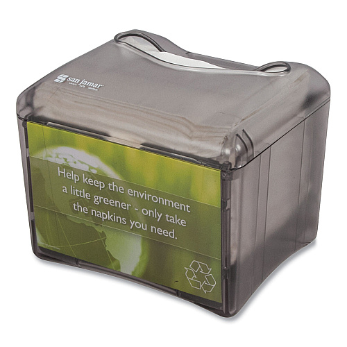 San Jamar Venue Napkin Dispenser with Advertising Inset, 6.5 x 6.13 x 6.9, Capacity: 200, Black (H4005TBK)