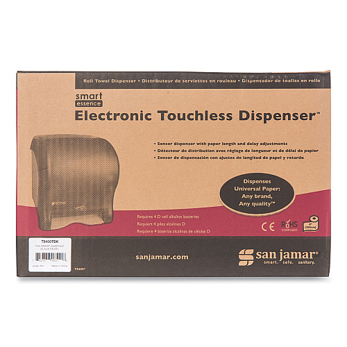 San Jamar Smart Essence Electronic Roll Towel Dispenser, 11.88 x 9.1 x 14.4, Black (T8400TBK)