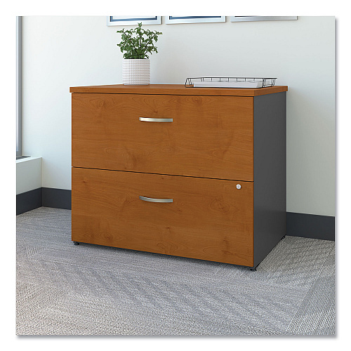 Bush Series C Lateral File, 2 Legal/Letter/A4/A5-Size File Drawers, Natural Cherry/Graphite Gray, 35.75" x 23.38" x 29.88" (WC72454ASU)