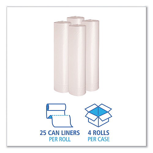 Boardwalk&reg; 56 Gallon Clear Garbage Bags, 43x47, 1.4mil, 100 Bags, BWK536