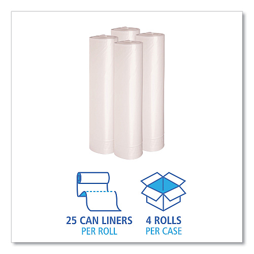 Boardwalk&reg; 56 Gallon Clear Garbage Bags, 43x47, 1.1 mil, 100 Bags, BWK532