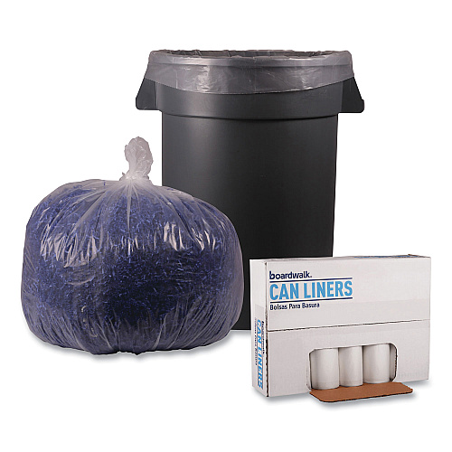 Boardwalk&reg; 33 Gallon Clear Garbage Bags, 33x39, 1.47mil, 100 Bags, BWK534