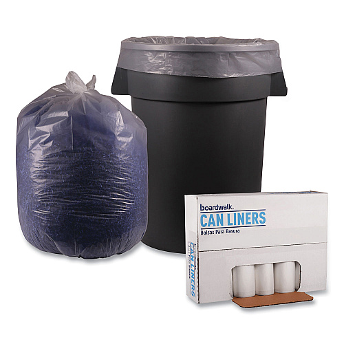Boardwalk&reg; 60 Gallon Clear Garbage Bags, 38x58, 1.1mil, 100 Bags, BWK533