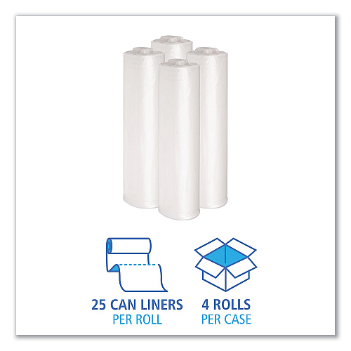 Boardwalk&reg; 33 Gallon Clear Garbage Bags, 33x39, 1.47mil, 100 Bags, BWK534